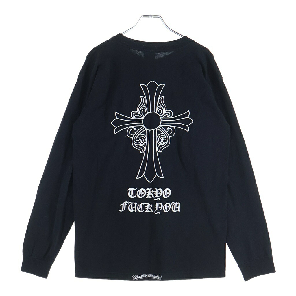 CHROME HEARTS(クロムハーツ) 大きさ:M OLD CH T-SHIRT 日本の首都制限事項 ファックユー バックフローラル フロントホースシュープリント 労働者の一団のど首 長袖プルオーバー カットソー 黒いこと【中古】【座標軸B】【色合い黒いこと】【取りまわしバス発着場BRING心斎橋店】