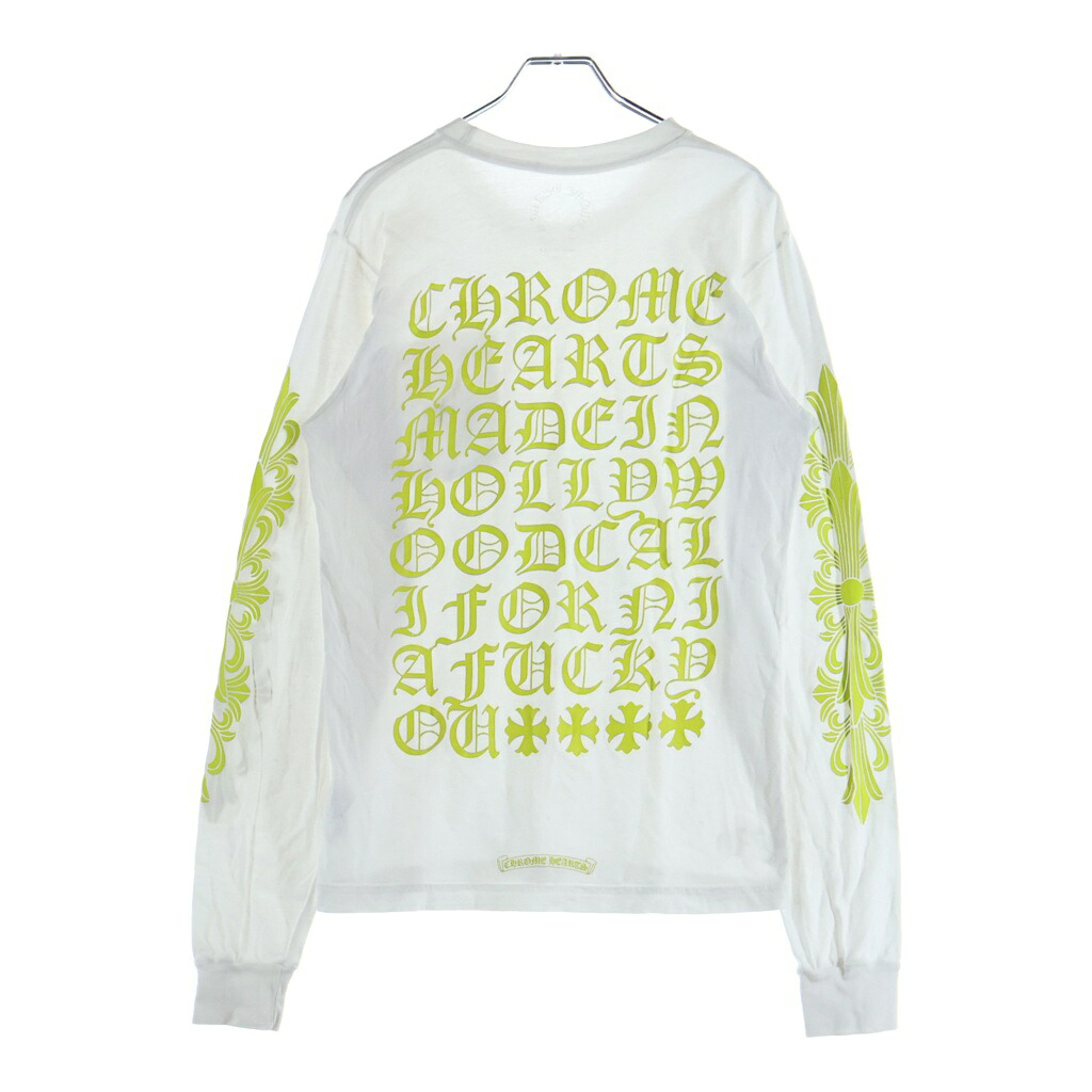 CHROME HEARTS(クロムハーツ) 大きさ:S Made In Hollywood L/S Tee メイドインハリウッド アームフローラルクロス 長袖プルオーバー カットソー 白いこと/黄色【中古】【座標軸B】【色合い白いこと】【取りまわしバス発着場BRING心斎橋店】