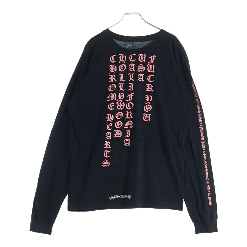 CHROME HEARTS(クロムハーツ) 大きさ:L BACK LETTERING LOGO L/S TEE バックレタリングロゴ 長袖ティーシャツ カットソー 黒いこと/さくら色【中古】【度合いA】【色つや黒いこと】【取りまわしバス発着場BRING心斎橋店】