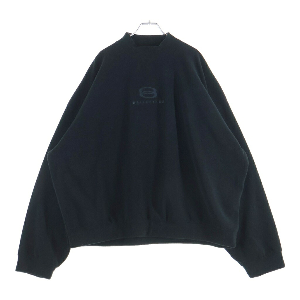 BALENCIAGA(バレンシアガ) 大きさ:S 23AW Unity Sports Icon Sweatshirt ボア原料品 モックネックスウェットトレーナー 黒いこと【中古】【座標軸B】【色合い黒いこと】【取りまわしバス発着場BRING亜米利加村店】