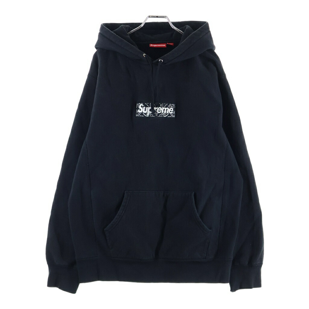 SUPREME(シュプリーム) 大きさ:L 19AW Bandana Box Logo Hoodie バンダナ柄ボックス席ロゴタイプ ティーシャツパーカー 黒いこと【中古】【度合いB】【色つや黒いこと】【取りまわしバス発着場BRING梅田茶屋町店】