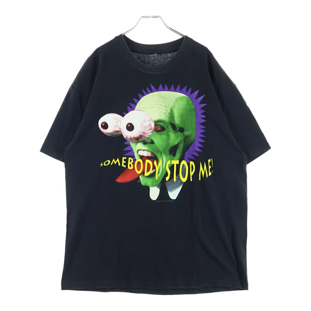VINTAGE(ヴィンテージ) 90S THE MASK 1994 SOMEBODY STOP ME! ヴィンテージ 恍ける サムバディストップミー 両面刷り上げる 労働者の一団のど首 半袖プルオーバー カットソー 黒いこと【中古】【座標軸B】【色合い黒いこと】【取りまわしバス発着場AWESOME高円寺店】