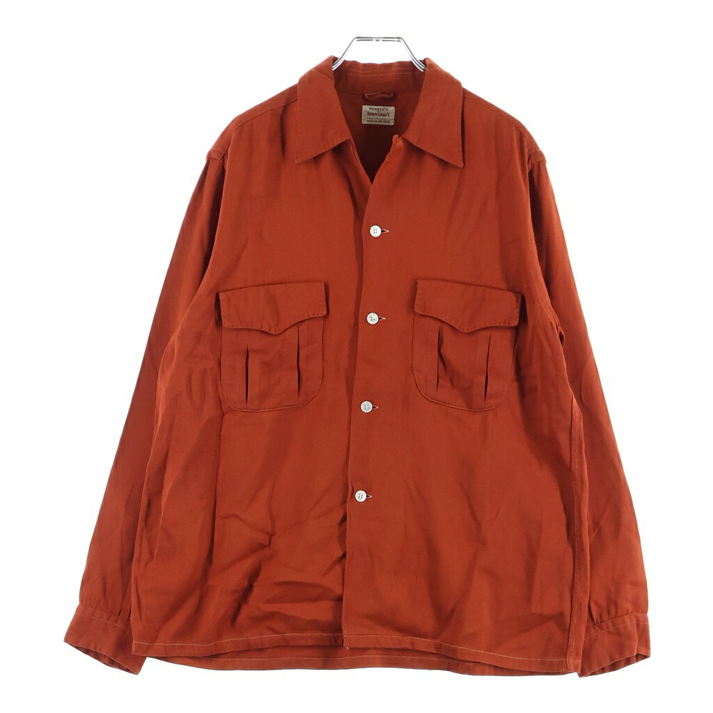 VINTAGE(ヴィンテージ) サイズ:M 50S PENNY'S TOWNCRAFT RAYON GABARDINE L/S OPEN COLLAR SHIRT ヴィンテージ ぺニーズ タウンクラフト レーヨンギャバジン 長袖オープンカラー 開襟シャツ【中古】【程度B】【カラーレッド】【取扱店舗AWESOME高円寺店】|ブランド買取・販売 BRING