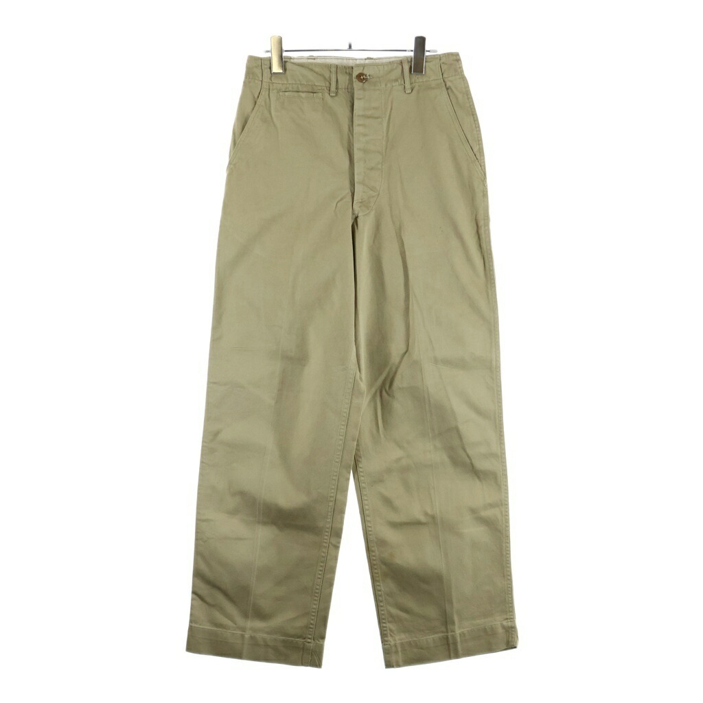 VINTAGE(ヴィンテージ) 大きさ:30×31 40-50S U.S ARMY M-45 CHINO TROUSERS ヴィンテージ ユーエスアーミー 米軍 カルバミド名取り草 ボタンフライチノパンツ カーキ【中古】【座標軸B】【色合いカーキ】【取りまわしバス発着場AWESOME高円寺店】