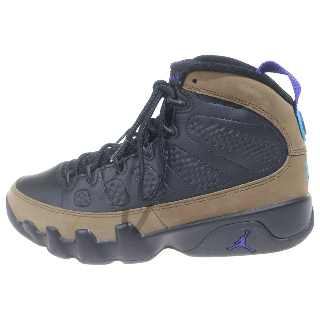 NIKE(ナイキ) 大きさ:26.5糎 AIR JORDAN 9 LIGHT OLIVE エアジョーダン 9 ハイカットスニーカー 点火装置オリーブ 黒いこと/赤銅色 US8.5/26.5糎 v【中古】【座標軸B】【色合い黒いこと】【オンライン制限事項商いもの】