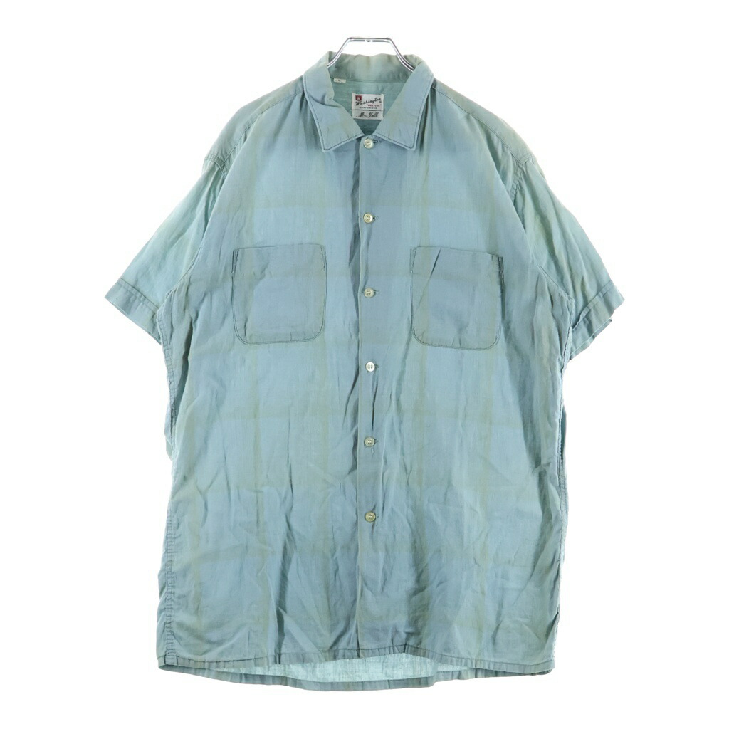 VINTAGE(ヴィンテージ) 大きさ:L 60S VINTAGE WASHINGTON DEE CEE S/S OMBRE CHECK SHIRT ヴィンテージ USA製 半袖オンブレチェックシャツ 青色【中古】【座標軸B】【色合い青色】【取りまわしバス発着場AWESOME高円寺店】
