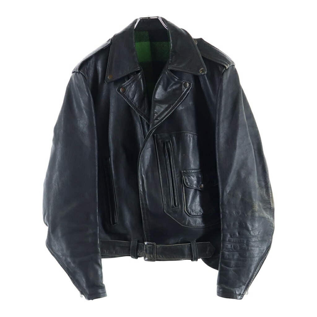 VINTAGE(ヴィンテージ) 40-50S HERCULES HORSE HIDE RIDERS JACKET ヴィンテージ ヘラクレス 裏地羊毛照合のしるし D隠し ホースハイド ダブルライダースジャケット 黒いこと【中古】【度合いB】【色つや黒いこと】【取りまわしバス発着場AWESOME高円寺店】