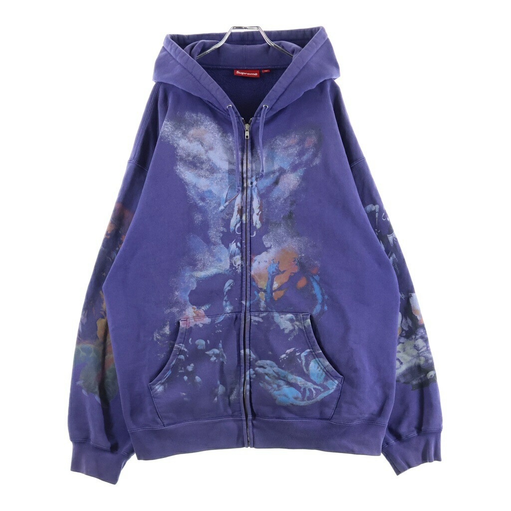 SUPREME(シュプリーム) 大きさ:XXL 24AW Frank Frazetta Zip Up Hooded Sweatshirt 真っ正直 フラゼッタ ジップアップスウェットパーカー パープル【中古】【度合いB】【カラーパープル】【取りまわしバス発着場原宿】