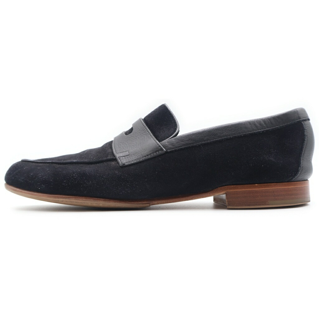 JOHN LOBB(ジョンロブ) 大きさ:9.5 HENDRA スウェードレザー コインローファー シューズ 革靴 黒いこと 9 1/2【中古】【度合いB】【色つや黒いこと】【オンライン押さえる商いもの】