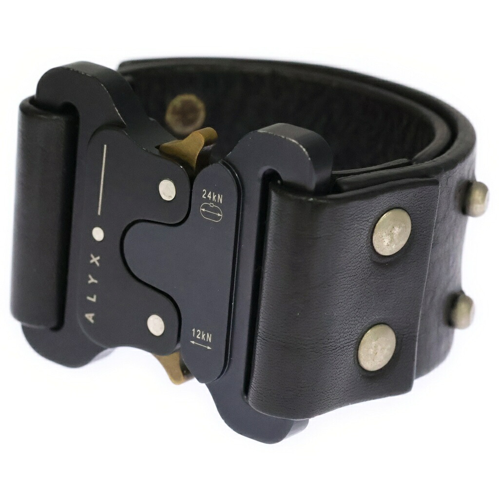 1017 ALYX 9SM(蟻クス) 大きさ:2 レザーブレスレッド 黒いこと【中古】【座標軸B】【色合い黒いこと】【取りまわしバス発着場新宿】