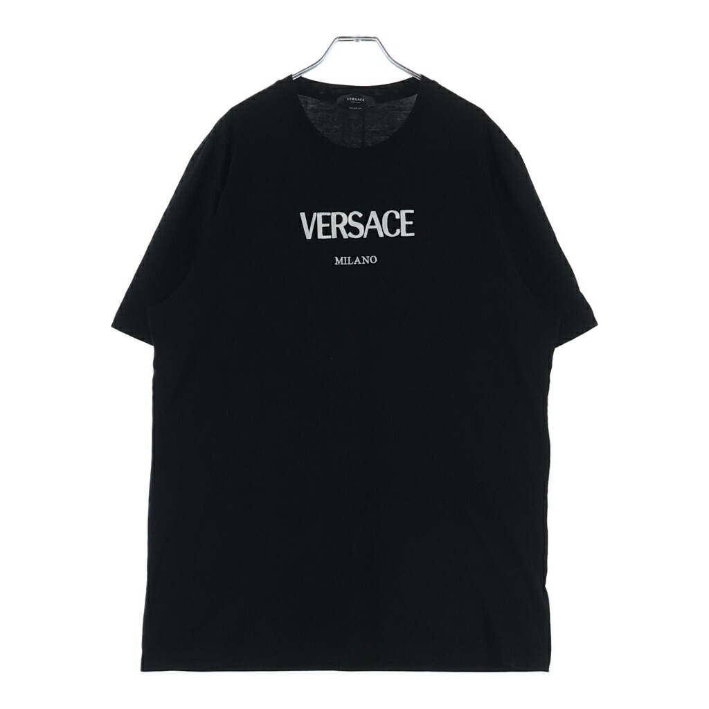 VERSACE(ヴェルサーチ) 大きさ:3XL Embroidery Tee ロゴタイプ刺しゅう 半袖ティーシャツ 白いこと【中古】【度合いB】【色つや黒いこと】【オンライン押さえる商いもの】