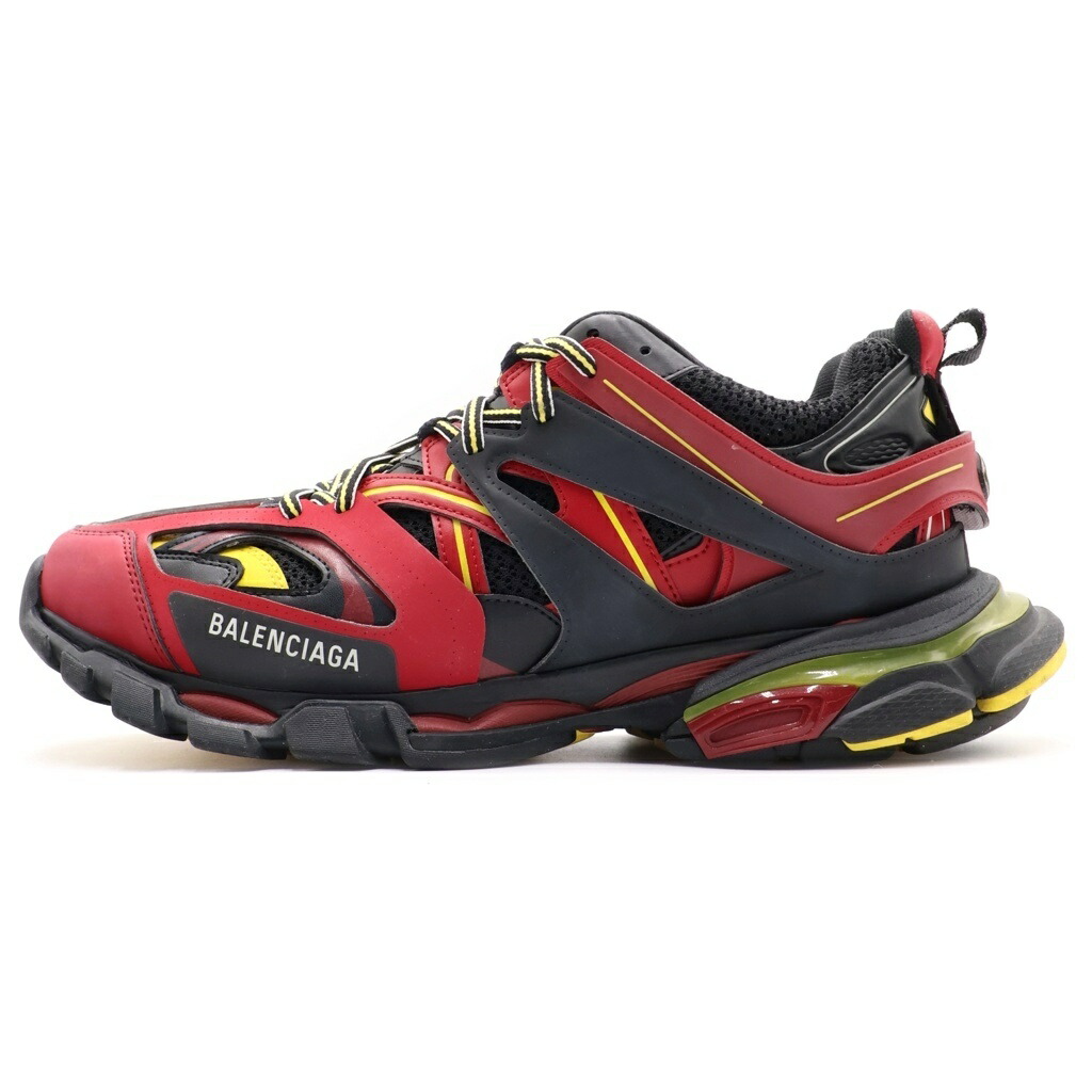 BALENCIAGA(バレンシアガ) 大きさ:29.5 貨物自動車調教師 スニーカー 黒いこと×赤いこと×黄色 #29.5【中古】【度合いA】【色つや黒いこと】【オンライン押さえる商いもの】