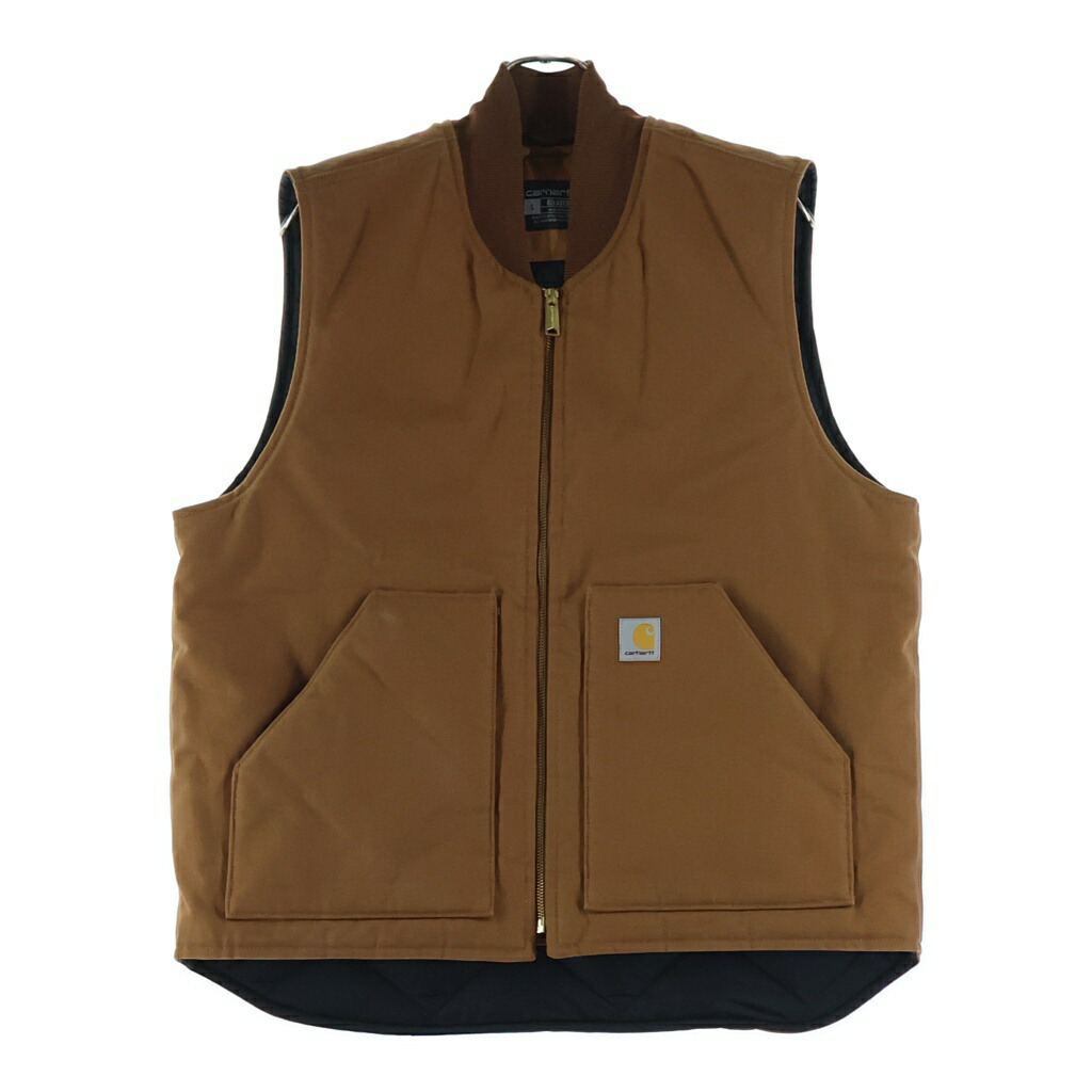 CARHARTT(鉄道車両ハート型) 大きさ:L Relaxed Fit Firm Duck Insulated Rib Collar Vest リラックスドフィット ファームダック リブカラー 中綿キルティング より良い 赤銅色 OV0001-M【中古】【度合いA】【色つや赤銅色】【オンライン押さえる商いもの】