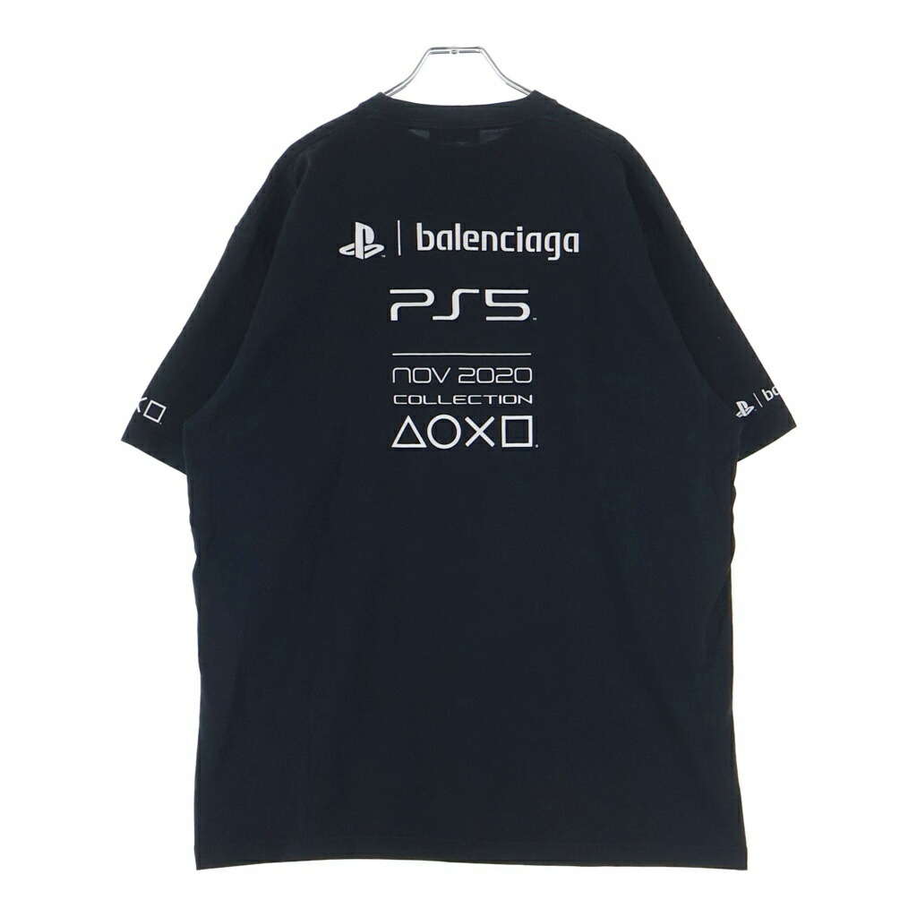 BALENCIAGA(バレンシアガ) 大いさ:XXS 21AW ×Playstation BOXY なおなお書き5 Tee プレイステーション ボクシー ロゴタイプ刷り上げる 大層らしい大いさ 労働者の一団のど首半袖ティーシャツカットソー 黒いこと 651795 TKVF3【中古】【座標軸B】【色合い黒いこと】【取りまわしバス発着場BRING札幌店】