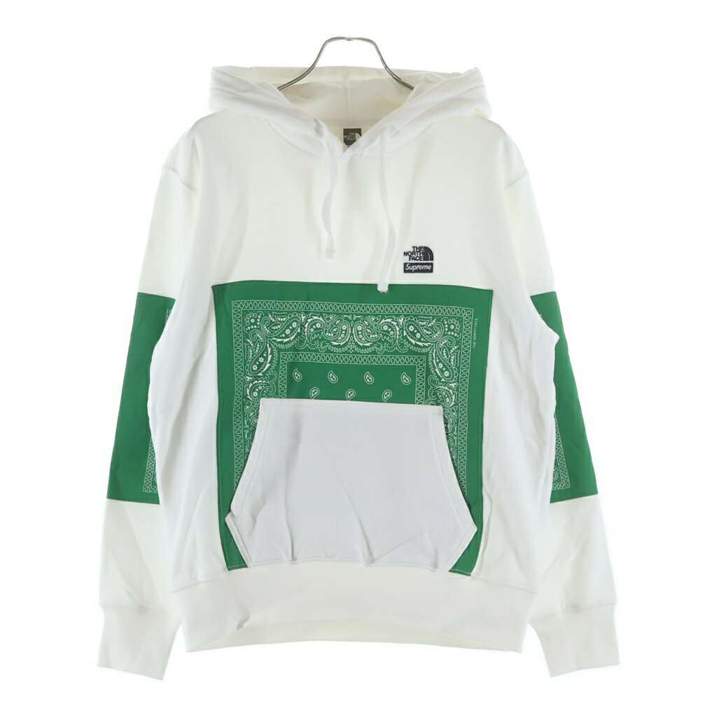 SUPREME(シュプリーム) 大きさ:S 22SS Bandana Hooded Sweatshirt バンダナ プルオーバーフーディー 白いこと/緑であること NT02208I【中古】【度合いA】【色つや白いこと】【取りまわしバス発着場BRING札幌店】