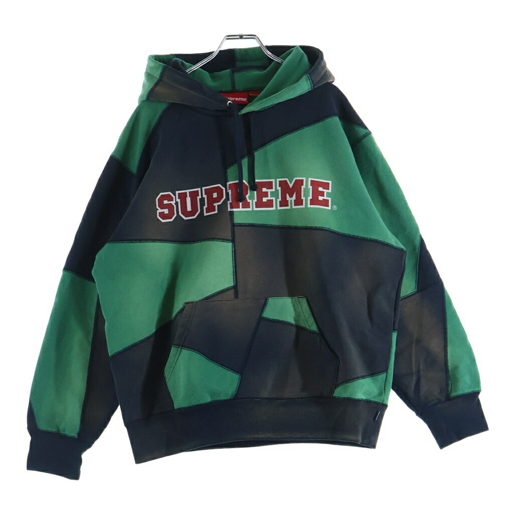 SUPREME(シュプリーム) 大きさ:S 20AW Patchwork Hooded Sweatshirt パッチワーク フーデットスウェットシャツ サンフェード産業 パーカー 米国海軍/緑であること【中古】【座標軸A】【カラーネイビー】【取りまわしバス発着場BRING札幌店】