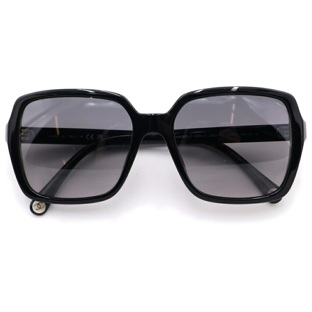 CHANEL(シャネル) 大きさ:54□17 140 POLARIZED 黒眼鏡 真四角型 ゴールドロゴタイプ 黒いこと 5505-A【中古】【度合いB】【色つや黒いこと】【オンライン押さえる商いもの】