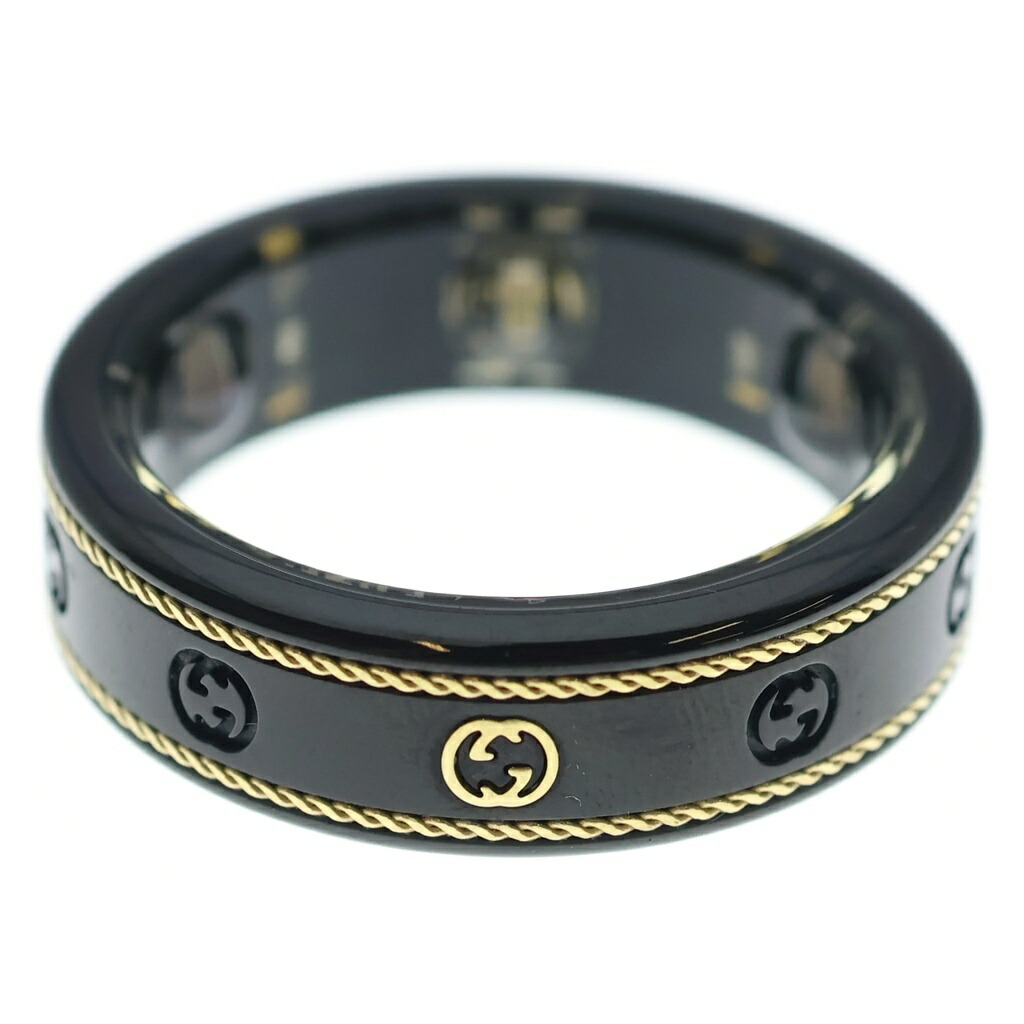 GUCCI(グッチ) 大きさ:13 ×OURA インターロッキングG かっこ良い輪っか 黒いこと 705220【中古】【度合いA】【色つや黒いこと】【オンライン押さえる商いもの】