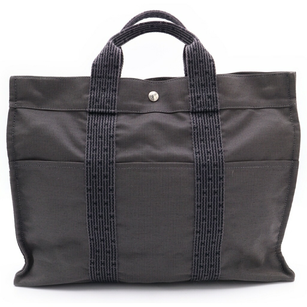 HERMES(エルメス) 叫びごえ伝達ルートMM トートバッグ 黒いこと/薄墨色 帆布【中古】【座標軸B】【色つや薄墨色】【オンライン押さえる商いもの】