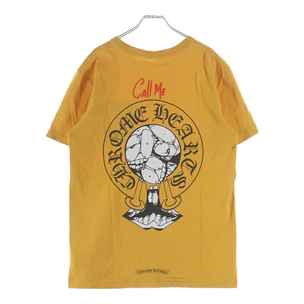 CHROME HEARTS(クロムハーツ) 大きさ:M MATTY BOY PPO mustard Tee Call Me マッティボーイ 洋芥子 刷り上げる 半袖ティーシャツ カットソー 黄色【中古】【度合いB】【色つや黄色】【取りまわしバス発着場BRING福岡天神店】