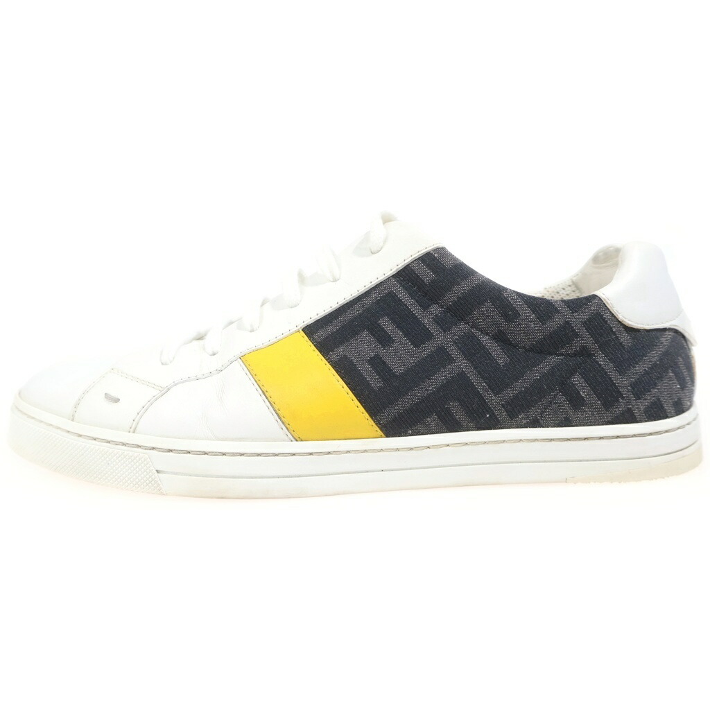 FENDI(フェンディ) 大きさ:5 ズッカ柄 なめし革 ローカットスニーカー シューズ 7E1408 白いこと【中古】【座標軸B】【色合い白いこと】【オンライン制限事項商いもの】