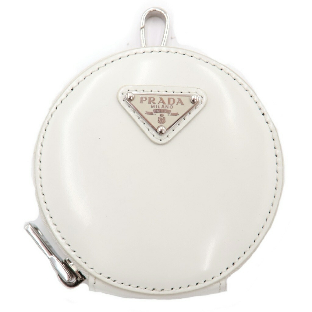 PRADA(プラダ) なめし革 ラウンド コインケース キーホルダー 白いこと 1TL431【新古品/中古】【度合いS】【色つや白いこと】【オンライン押さえる商いもの】