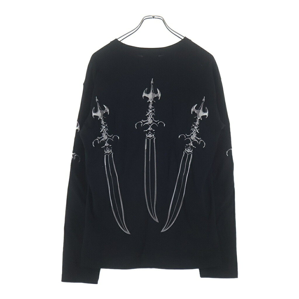 THUG CLUB(サグクラブ) 大きさ:3 Arab Sword Long-Sleeve アラブ人切り包丁 刺しゅう ロングスリーブカットソー 長袖ティーシャツ 黒いこと TC24TS1802【中古】【度合いB】【色つや黒いこと】【取りまわしバス発着場BRING福岡天神店】