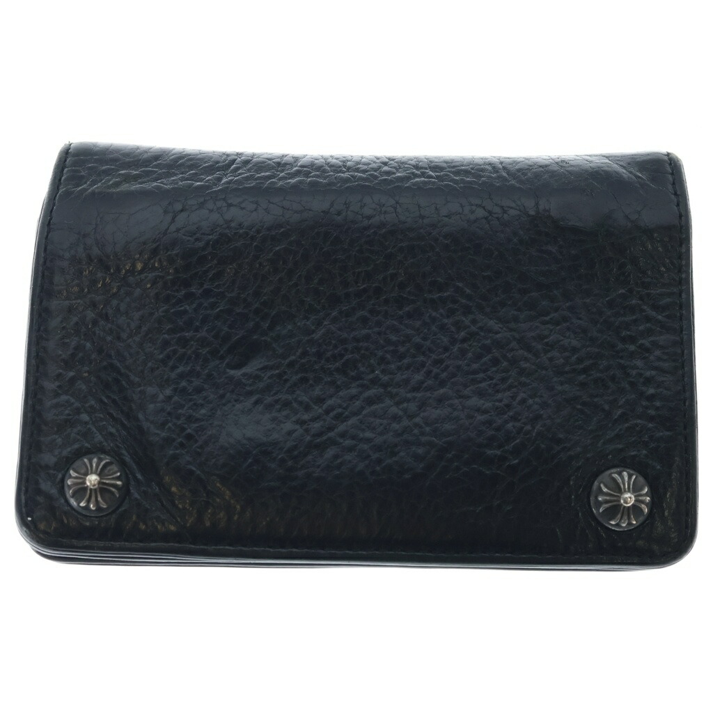 CHROME HEARTS(クロムハーツ) 2ZIP 2ジップ クロスボールボタン レザーウォレット 銭入れ 黒いこと【中古】【座標軸B】【色合い黒いこと】【取りまわしバス発着場BRING福岡天神店】