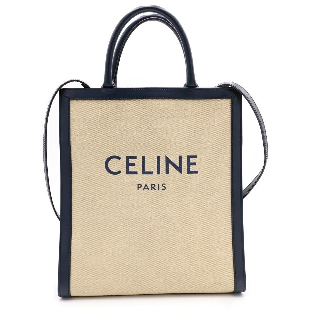 CELINE(セリーヌ) 大きさ:スモール バーティカル 河馬 スモール 帆布 2WAY トートバッグ ハンドバック ショルダーバッグ ベージュ/黒いこと【中古】【座標軸B】【色合いベージュ】【オンライン制限事項商いもの】