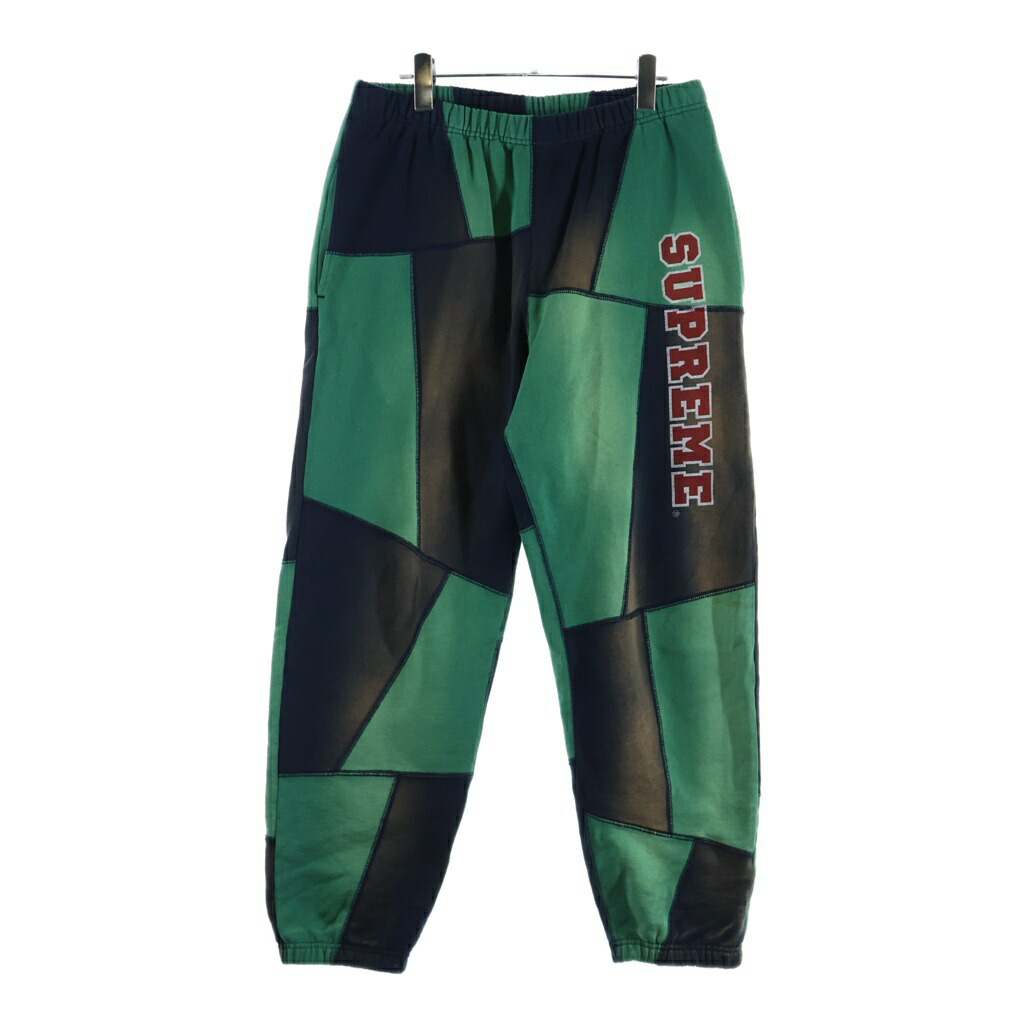 SUPREME(シュプリーム) 大きさ:S 20AW Patchwork Sweatpants パッチワーク サンフェード産業スウェットパンツ 米国海軍/緑であること【中古】【座標軸A】【カラーネイビー】【取りまわしバス発着場BRING札幌店】