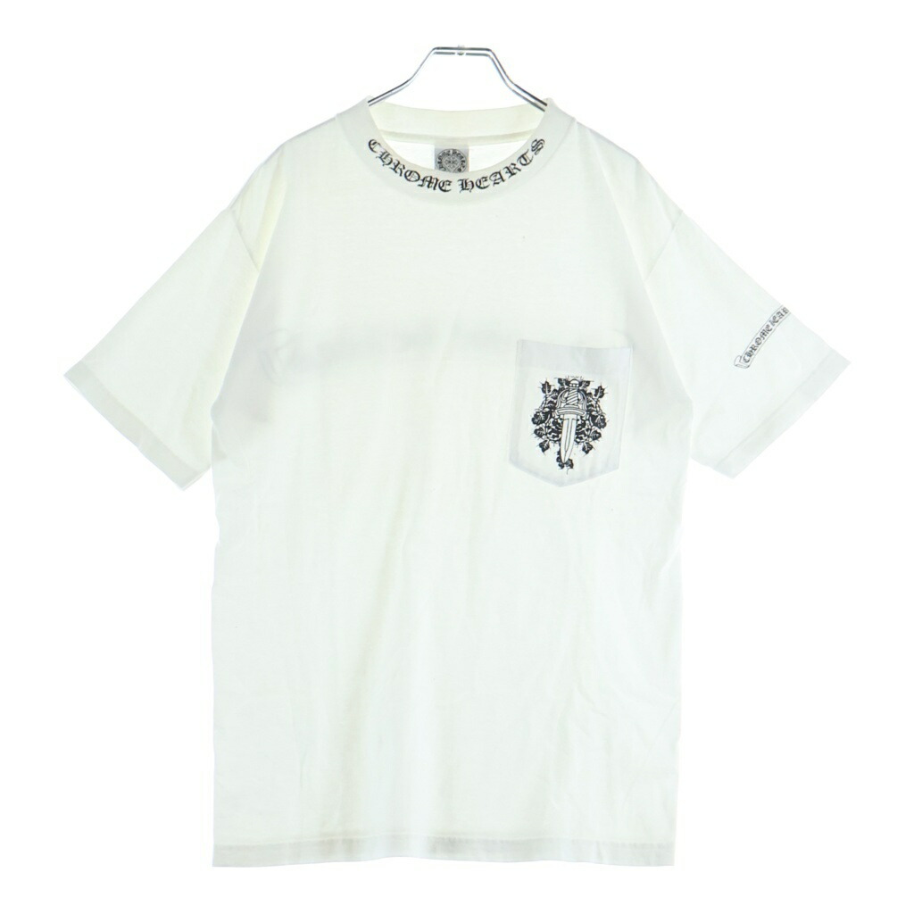 CHROME HEARTS(クロムハーツ) 大きさ:M OLD CH T-SHIRT のど首ロゴタイプ ダガープリント 半袖プルオーバー【中古】【座標軸B】【色合い白いこと】【取りまわしバス発着場BRING福岡天神店】