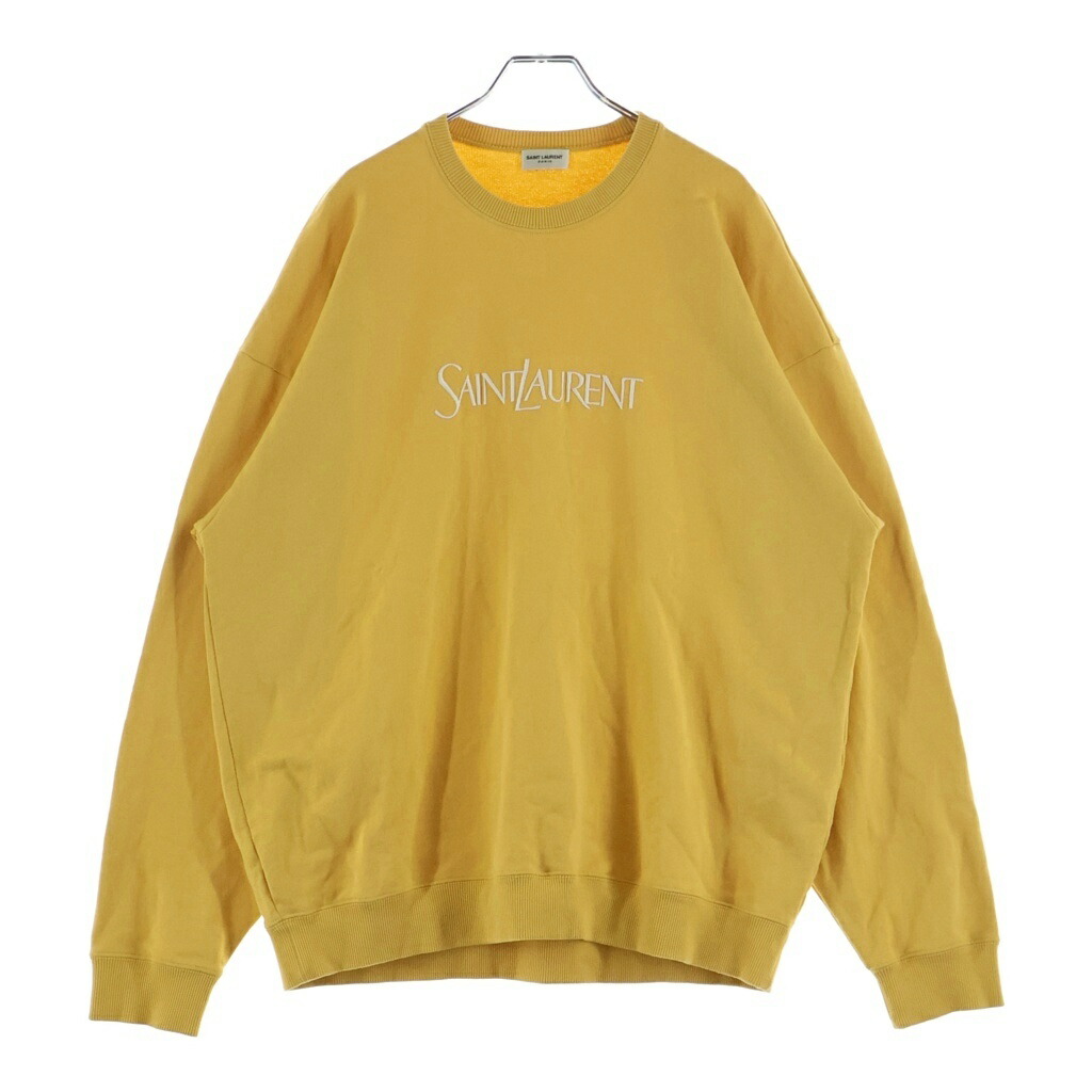 SAINT LAURENT PARIS(サンローランパリ) 大きさ:XL 向こう正面ロゴタイプ クルーネックスウェットトレーナー 黄色 782051【中古】【度合いB】【色つや黄色】【取りまわしバス発着場BRING福岡天神店】