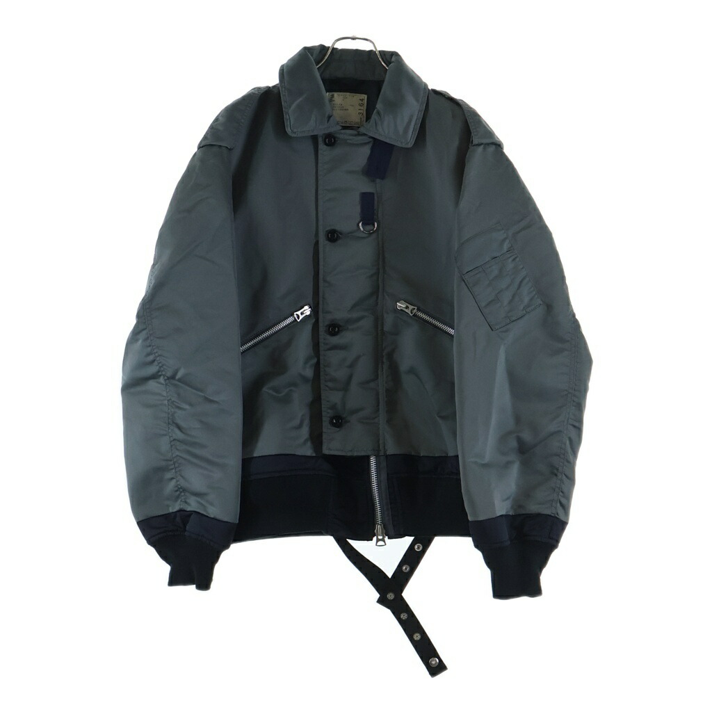 Sacai(サカイ) 大きさ:4 23AW Nylon Twill Mix Blouson ナイロン ツイル 上衣 ジップアップ ミリタリー 上衣 薄墨色 23-03164M【中古】【座標軸B】【色合い薄墨色】【オンライン制限事項商いもの】