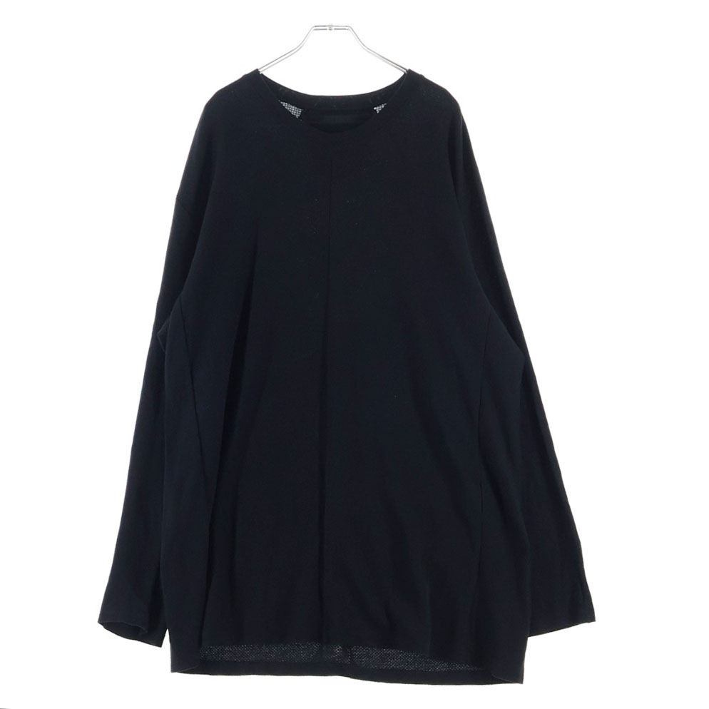 JULIUS(ユリウス) 大きさ:4 18SS Center Slit Long Sleeve T-shirt 620CUM9 真っただ中細長い切口 メッシュクルーネック長袖ティーシャツカットソー ロンT 黒いこと【中古】【度合いB】【色つや黒いこと】【取りまわしバス発着場BRING札幌店】