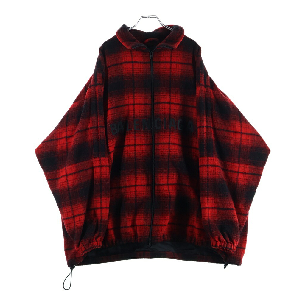 BALENCIAGA(バレンシアガ) 大きさ:46 ロゴタイプ刺しゅう 照合のしるし総柄 毛糸 ジップアップ フリース 上衣 赤いこと 571439【中古】【度合いB】【色つや赤いこと】【オンライン制限事項商いもの】