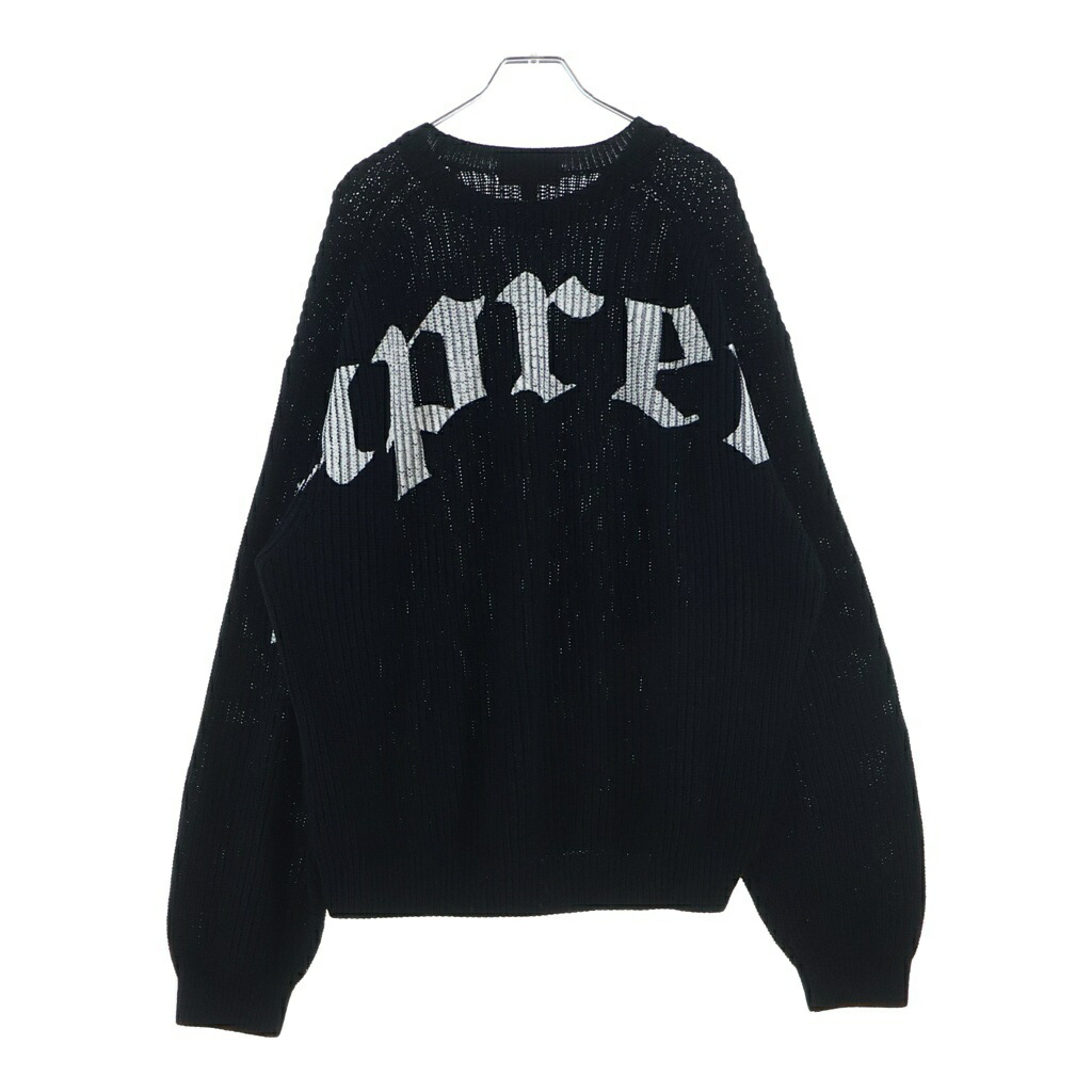 SUPREME(シュプリーム) 大きさ:XL 25SS Old English Printed Sweater オールドイングリッシュロゴプリント クルーネックニットスウェット プルオーバー 黒いこと【中古】【度合いB】【色つや黒いこと】【取りまわしバス発着場BRING福岡天神店】