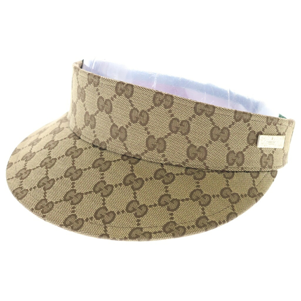 GUCCI(グッチ) GG帆布 シェリー酒伝達ルート サンバイザー 旗がしら ベージュ【中古】【度合いB】【色つやベージュ】【オンライン押さえる商いもの】
