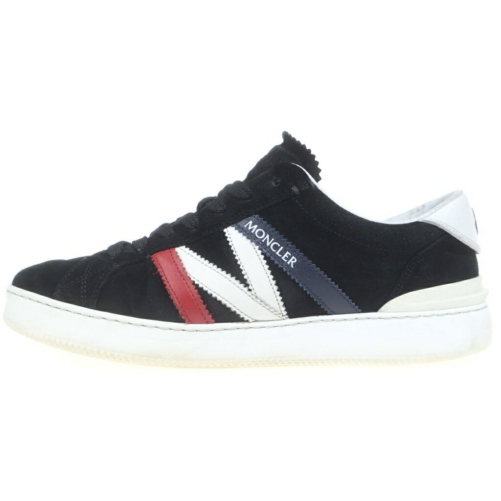 MONCLER(モンク軌跡) 大きさ:43 NEW MONACO 4M002 76 01A9A トリコロール スエードクロススニーカー 黒いこと【中古】【度合いB】【色つや黒いこと】【取りまわしバス発着場BRING札幌店】