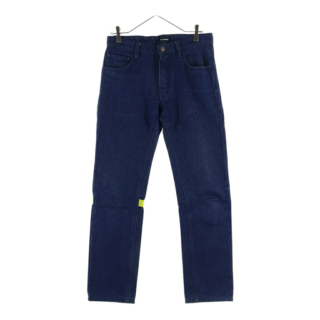 RAF SIMONS(ラフシモンズ) 大きさ:28 19SS TR NSF RM RS REGULAR FIT DENIM PANTS WITH TAPE AND PATCH レギュラーフィットデニムパンツ インディゴ 191-312-10031【中古】【座標軸A】【色合い青色】【取りまわしバス発着場BRING札幌店】