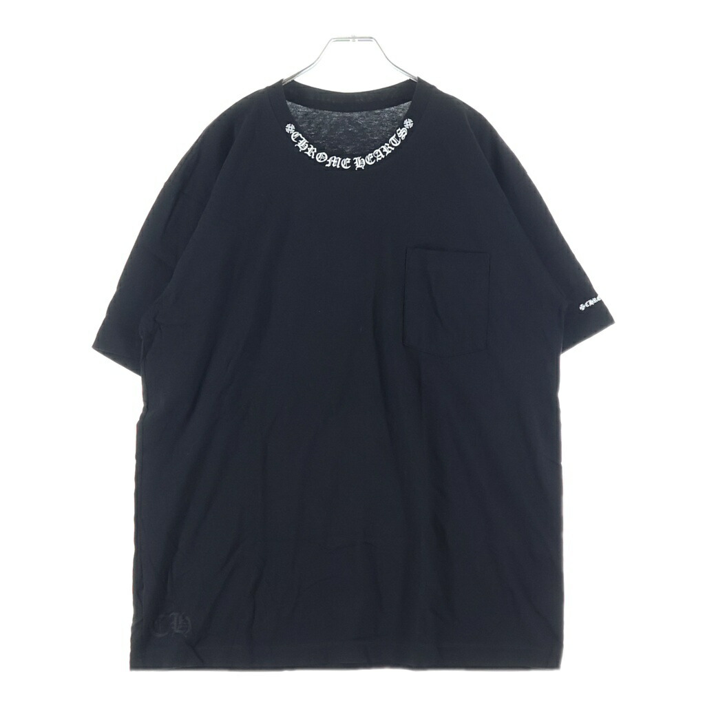 CHROME HEARTS(クロムハーツ) 大きさ:XL NECK LOGO S/S TEE のど首ロゴタイプ 刷り上げる半袖ティーシャツ カットソー 黒いこと【新古品/中古】【度合いS】【色つや黒いこと】【取りまわしバス発着場BRING福岡天神店】