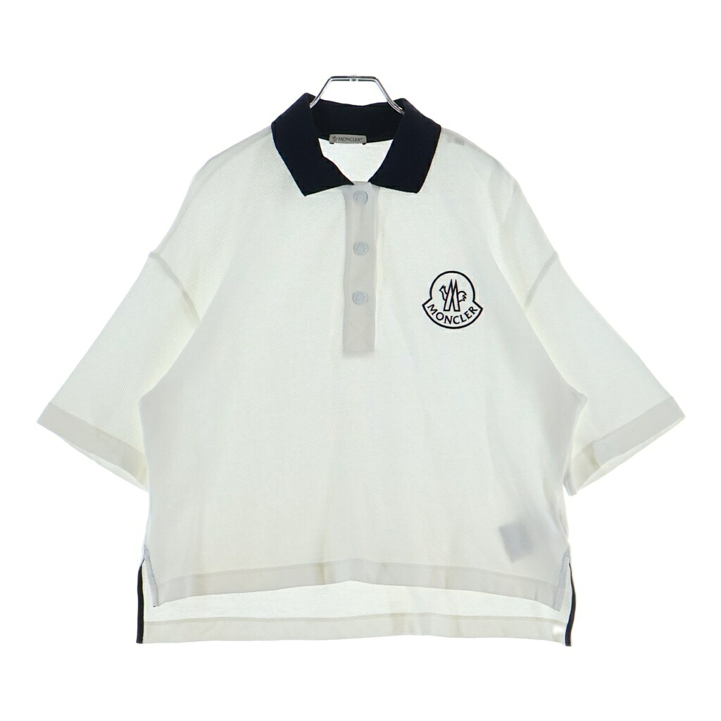 MONCLER(モンク線路) 大きさ:S 23SS ロゴタイプ刺しゅう 半袖 スポーツシャツ 白いこと/米国海軍 I10938A00005【中古】【座標軸A】【色合い白いこと】【取りまわしバス発着場BRING札幌店】