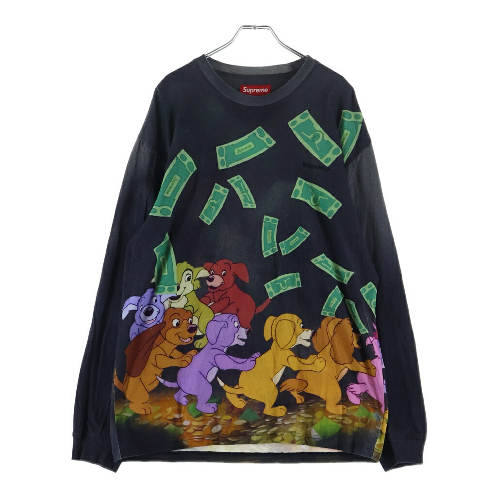 SUPREME(シュプリーム) 大きさ:M 25AW All Dogs Go To Heaven L/S Top 櫂 ドッグス ゴー トー エデンの園 労働者の一団のど首長袖ティーシャツ カットソー 黒いこと【中古】【度合いB】【色つや黒いこと】【取りまわしバス発着場BRING福岡天神店】
