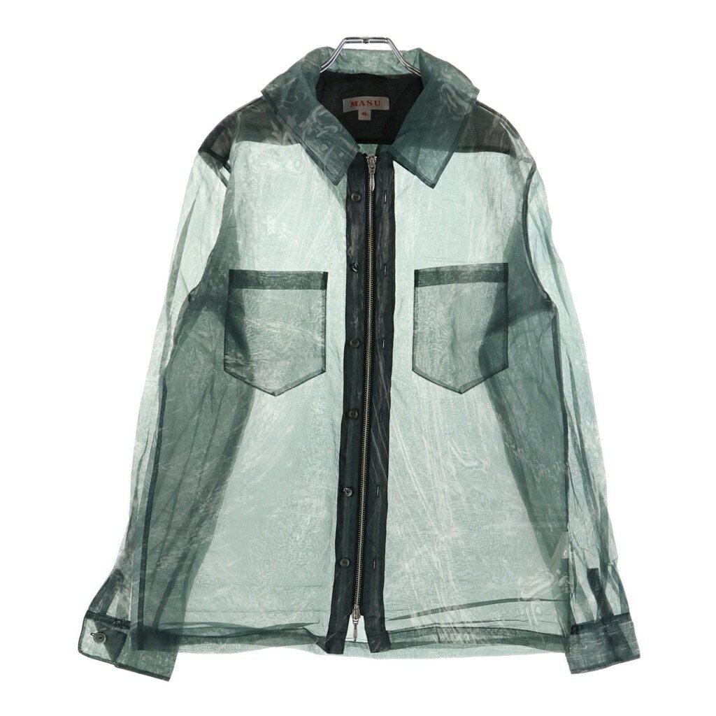 MASU(エムエーエスユー) 大きさ:46 22SS ZIP-UP MARBLE BANDANA SHIRT ジップアップ ビー玉 バンダナ ナイロン長袖プルオーバー 緑であること MVFW-SH0422【中古】【度合いA】【色つや緑であること】【取りまわしバス発着場BRING福岡天神店】