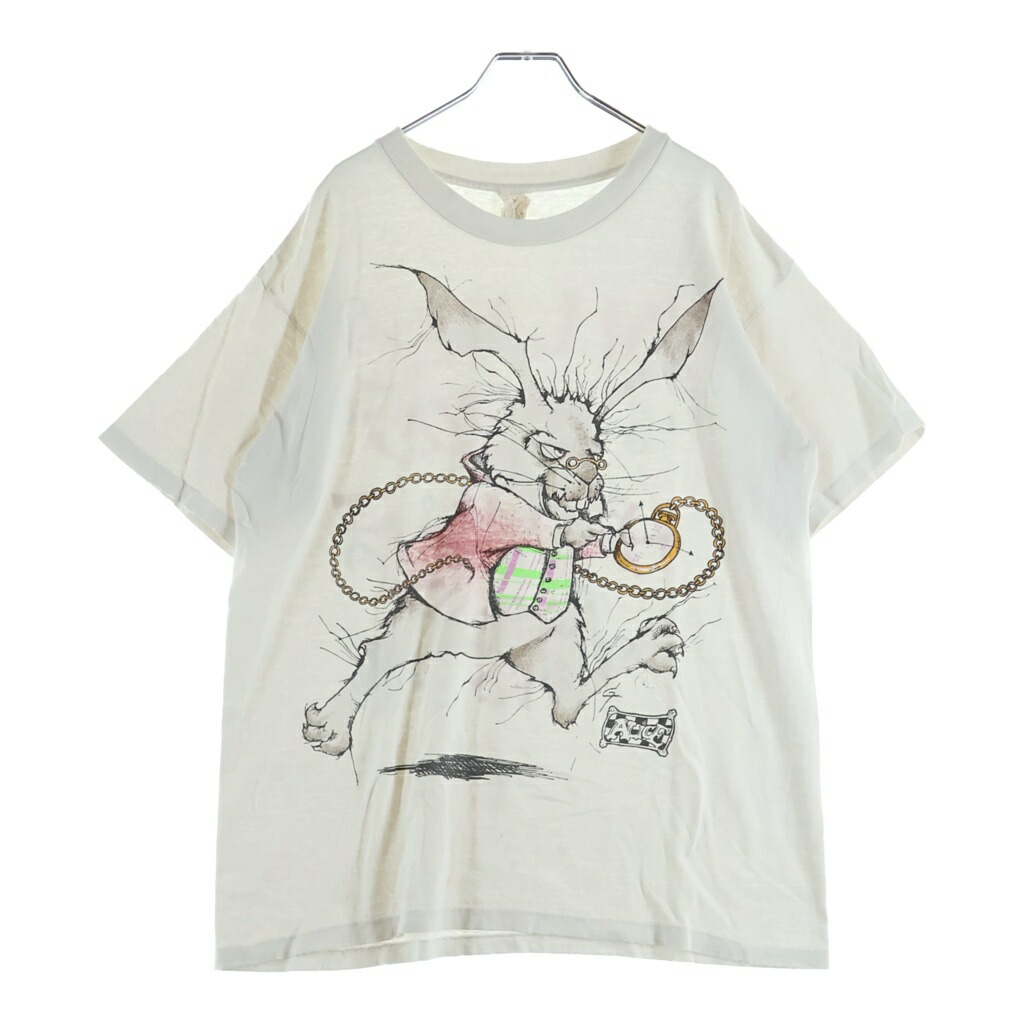VINTAGE(ヴィンテージ) 90\u0027s Alice インチ Wonderland Tee 訳が分らないの国のアリス 白うさぎ 半袖プルオーバー カットソー 白いこと【中古】【座標軸B】【色合い白いこと】【取りまわしバス発着場AWESOME原宿店】