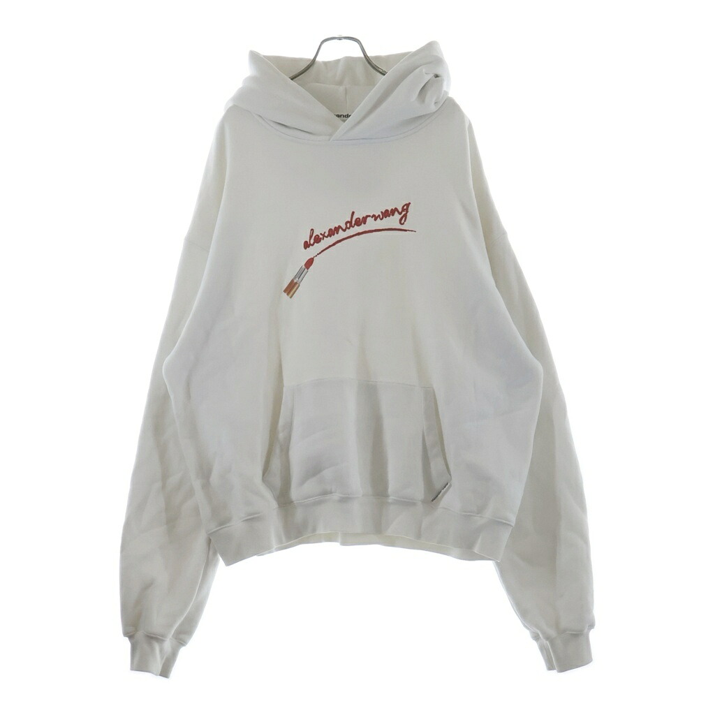 ALEXANDER WANG(アレキサンダーワン) 大いさ:XL CLASSIC SWEATSHIRT HOODIE WITH LIPSTICK GRAPHIC 古典派音楽 棒紅 フーディーパーカー 白いこと【中古】【座標軸B】【色合い白いこと】【取りまわしバス発着場BRING WASTE_NOT】