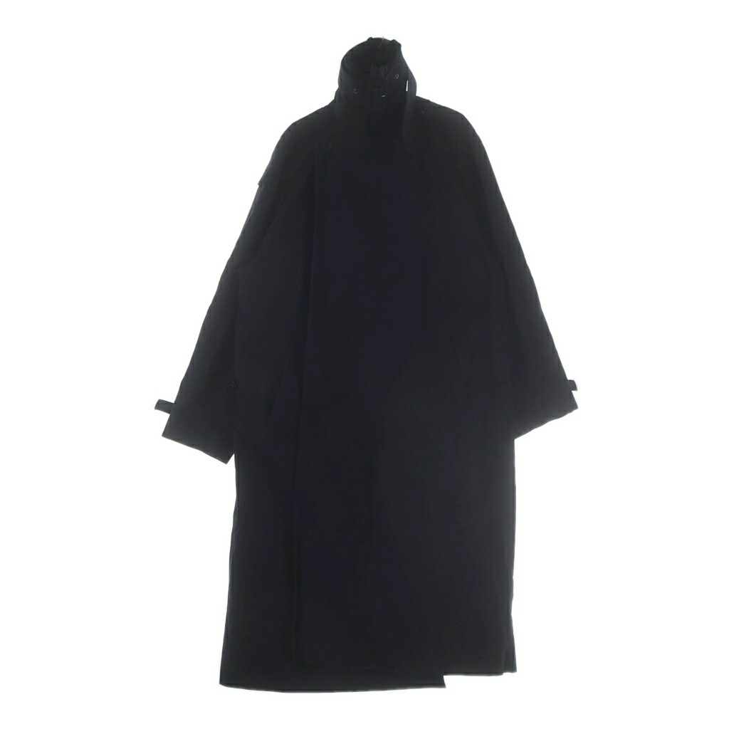 VETEMENTS(ヴェトモン) 大いさ:S 19AW INCOGNITO COAT うしろ側刺しゅうロゴタイプ ハイネック ロング厚地の外套 黒いこと UAH20JA812【中古】【座標軸B】【色合い黒いこと】【取りまわしバス発着場BRING WASTE_NOT】