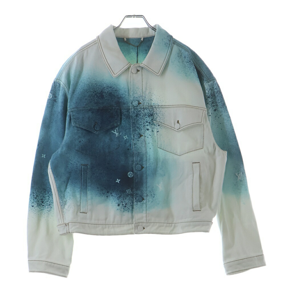 LOUIS VUITTON(ルイヴィトン) 大きさ:50 23SS スプレーモノグラムデニムトラッカージャケット 白いこと/青碧 RM231M U14 HOA10W【中古】【度合いA】【色つや白いこと】【取りまわしバス発着場BRING梅田茶屋町店】