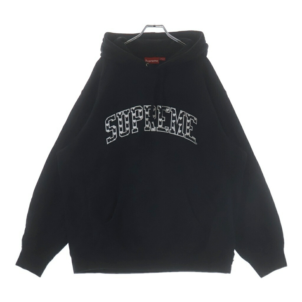 SUPREME(シュプリーム) 大きさ:XL 21SS Hearts Arc Hooded Sweatshirt ハートアーチロゴ ティーシャツパーカー 黒いこと【中古】【度合いB】【色つや黒いこと】【取りまわしバス発着場BRING京都河原町店】