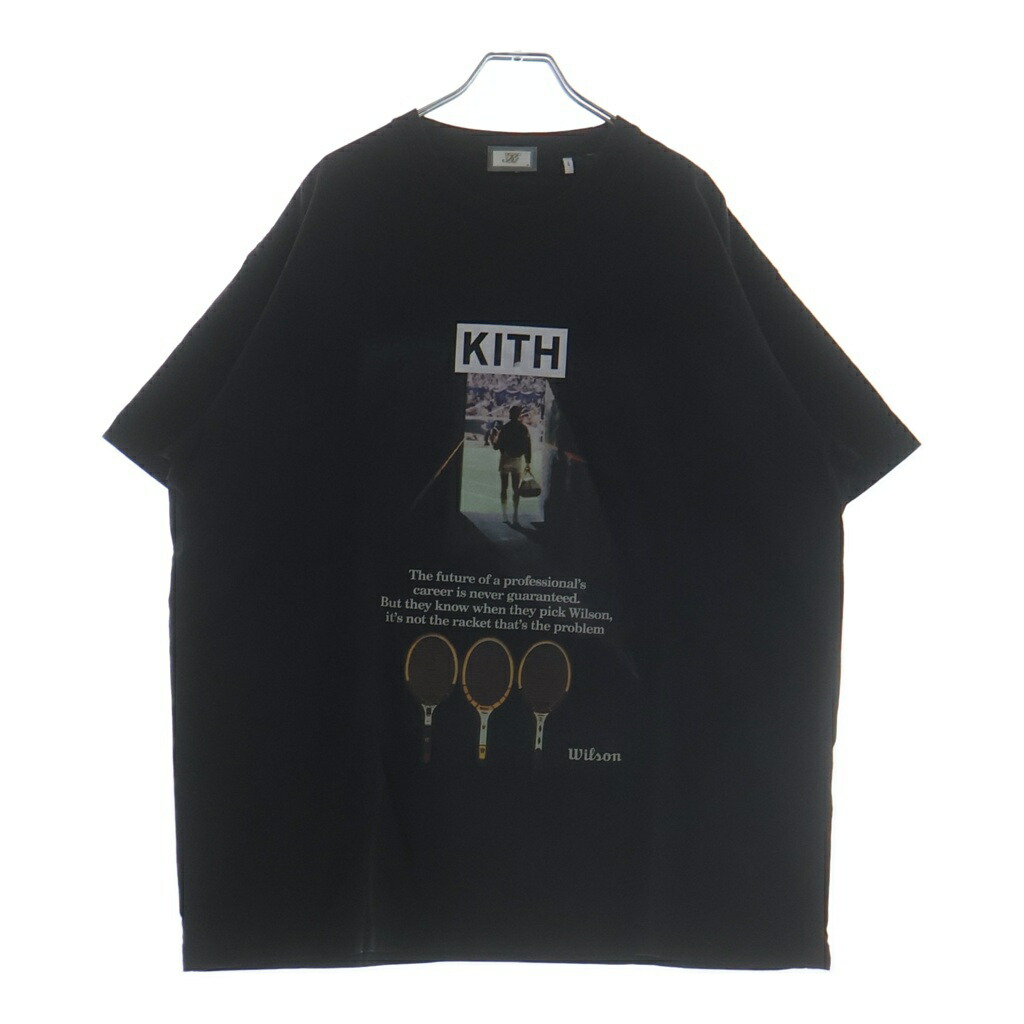 KITH(口づけ) 大きさ:XL ×WILSON ウィルソン 映し絵ひな形 労働者の一団のど首 カットソー 半袖ティーシャツ 黒いこと KHM030091-001【新古品/中古】【度合いS】【色つや黒いこと】【取りまわしバス発着場渋谷】