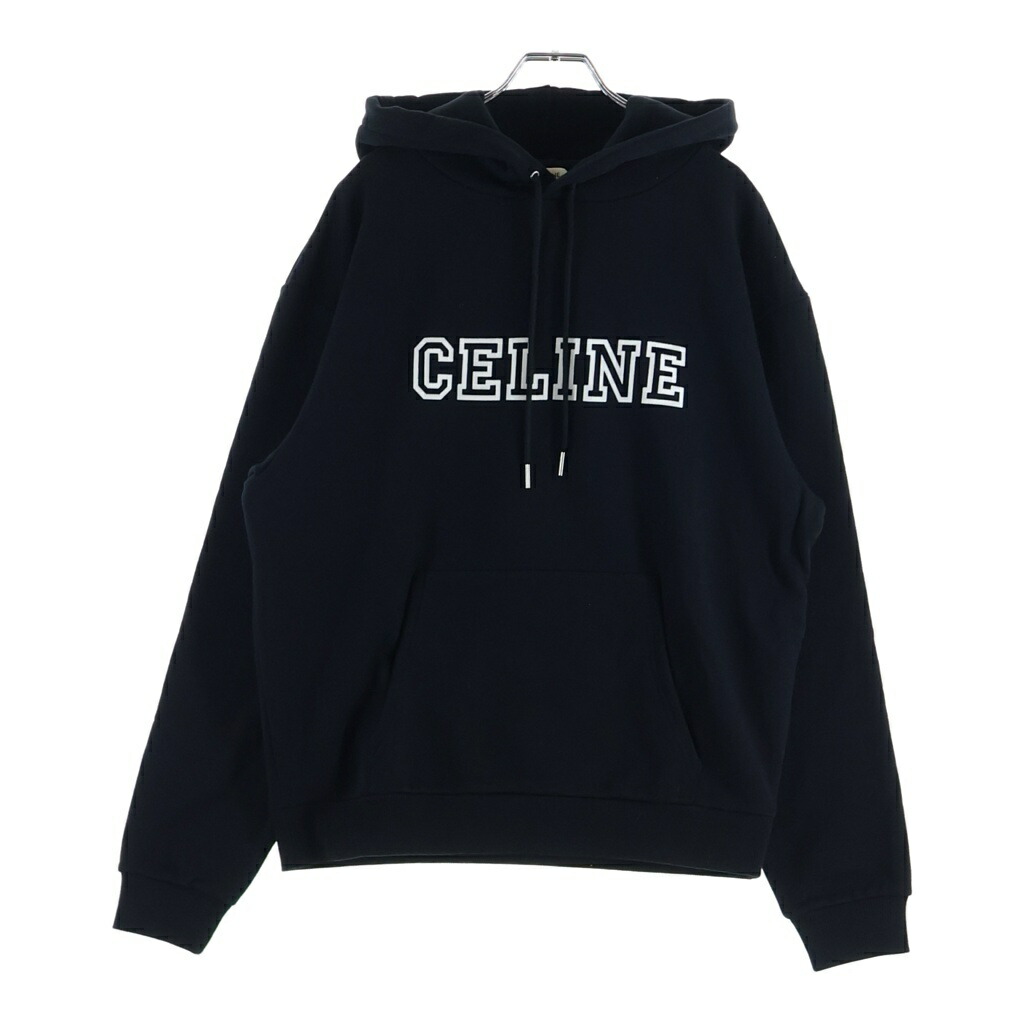 CELINE(セリーヌ) 大いさ:XS OVERSIZED HOODIE 大層らしい大いさ ロゴタイプ目論む フーデッド 汗水 パーカー 黒いこと RY07W670Q.38AW【新古品/中古】【座標軸S】【色合い黒いこと】【取りまわしバス発着場渋谷】